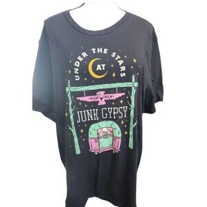 JUNK GYPSY Black Tee Size 2XL Graphic 2 Sides 'Under The Stars'